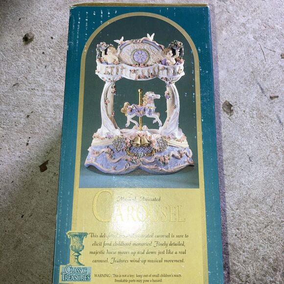 Vtg Classic Treasures Music Box Musical Carousel Animated Horse The Entertainer - Picture 3 of 5